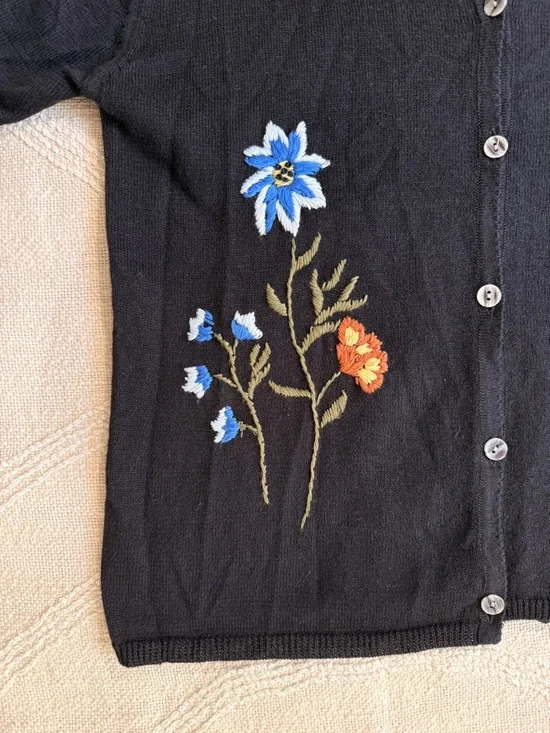 jonathan martin Black Floral Embroidered Button Cardigan - Picture 3 of 5